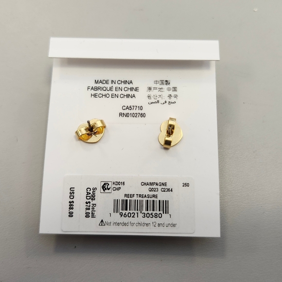 NWT Kate Spade Gold-Tone Reef Treasure Starfish Champagne Stone Stud Earrings - Picture 3 of 3